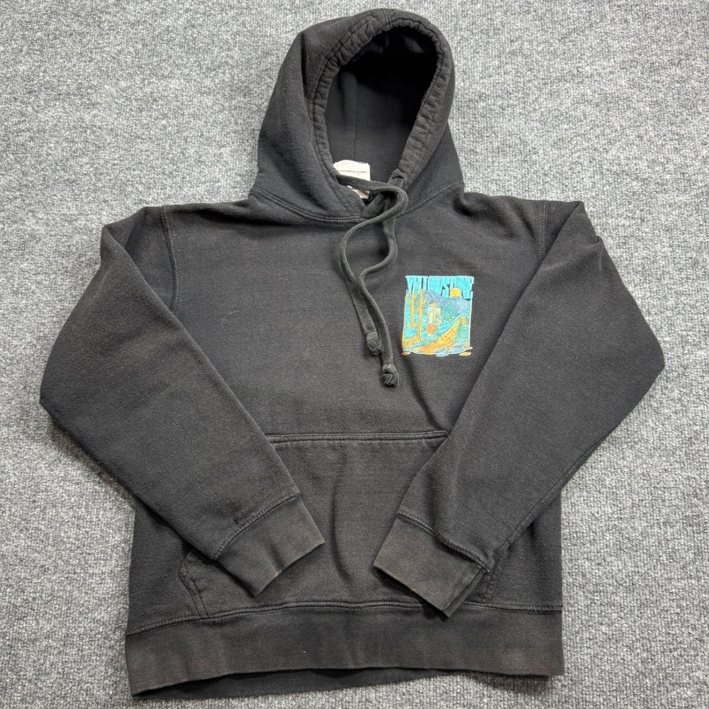 Call Your Mother Yellowstone Skeleton Hiker Hoodie Mens Small Black Pullover